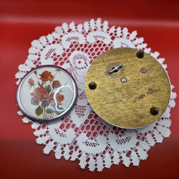 Vintage Powder Music Box Pink Tinted Aluminum Plays Blue Danube WORKS - Picture 6 of 6